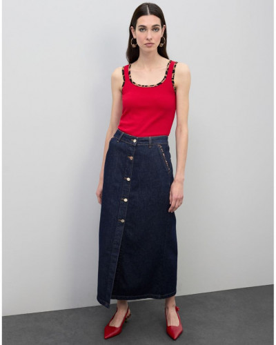 LONG DENIM SKIRT WITH...