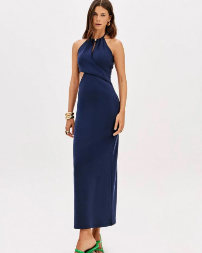 SUPER MIDI HALTER NECK DRESS
