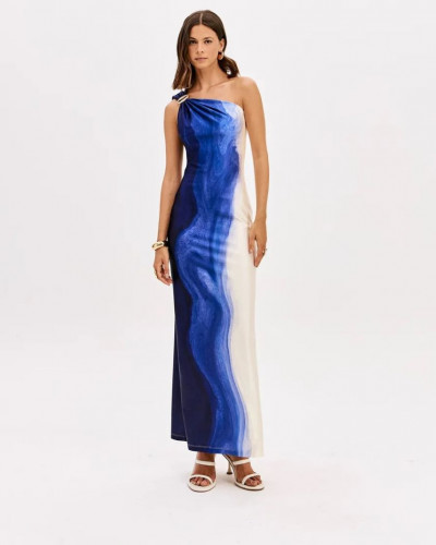 LONG SATIN DRESS ONE SHOULDER