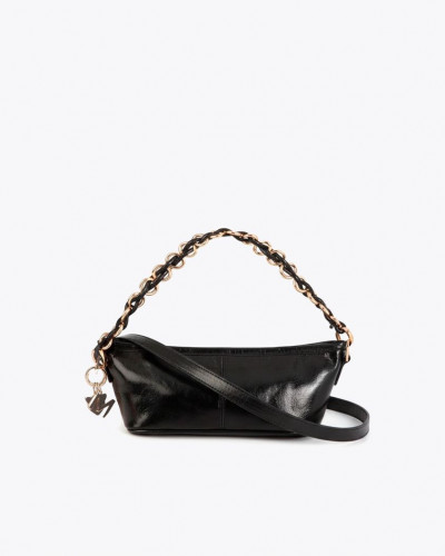 SHINY EFFECT CHAIN BAG BLACK