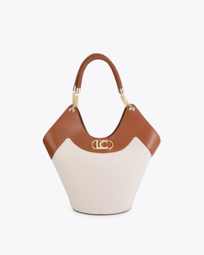 TWO-TONE FAUX LEATHER BAG...