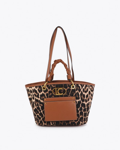 LEOPARD PRINT TOTE BAG WITH...