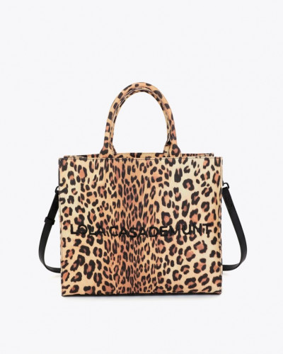 LEOPARD FABRIC TOTE BAG