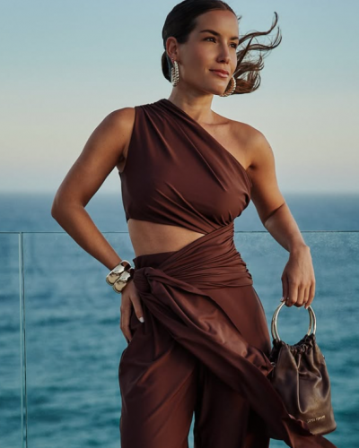 BROWN JUMPSUIT WITH CUT-OUT