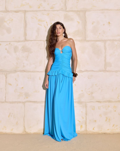 MAXI STRAPLESS DRESS RUFFLED