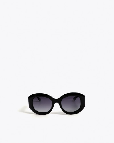 ROUND-SHAPED SUNGLASSES BLACK WITH LEOPARD LOGO