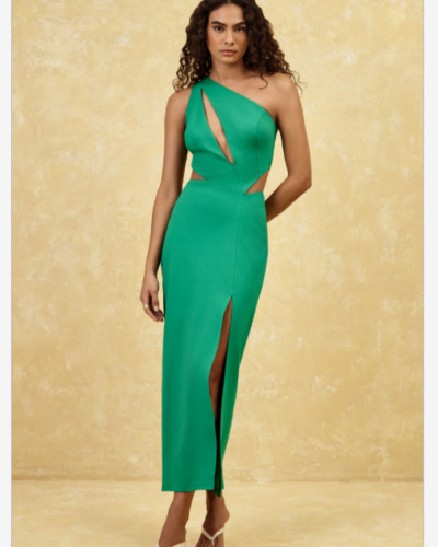 MIDI DRESS GREEN WITH CUT-OUTS