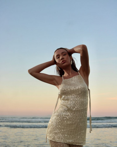 SHORT DRESS OFF WHITE SEQUIN