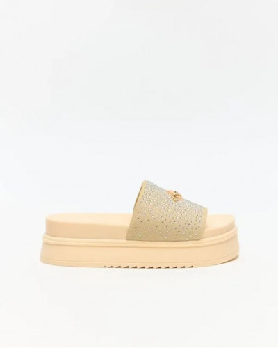 BEIGE SLIDES WITH STRASS LP...