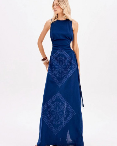 LINEN LONG DRESS WITH CUTS...