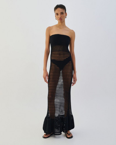 DRESS MAXI STRAPLESS RUFFLED
