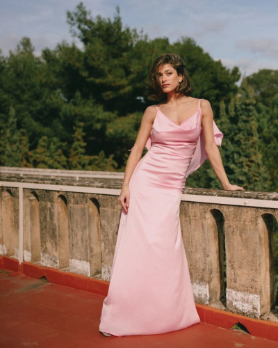 CHARM SATIN DRESS PINK