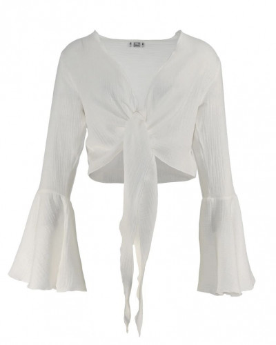 CORAL WRAP BLOUSE WHITE