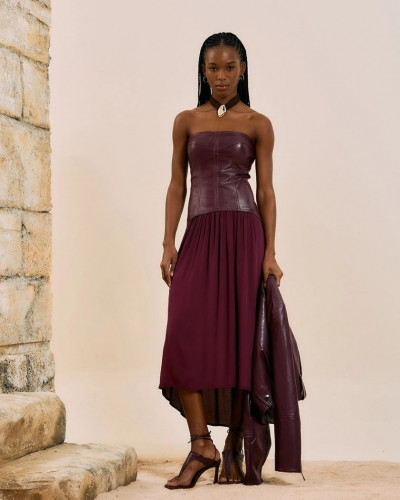 STRAPLESS MIDI DRESS...