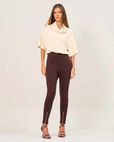 BROWN LONG PANTS WITH ZIPPER