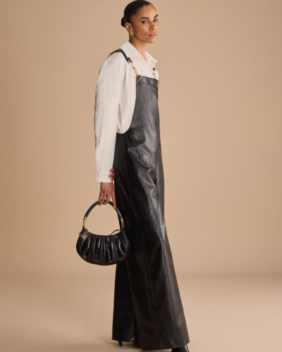 WIDE LEG PU LEATHER JUMPSUIT